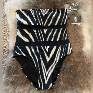 DKNY Black and White One Piece Swimsuit